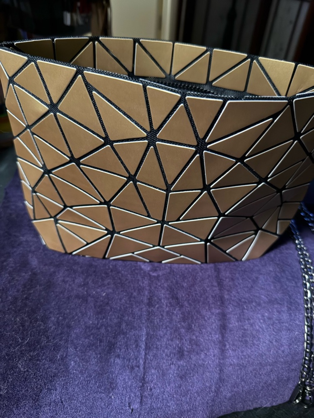 Contemporary Geometric Metallic Bronze Crossbody Bag